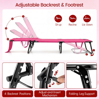 Set of 2 Folding Face Down Tanning Chair with Face Hole 3 Removable Pillows