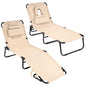 Set of 2 Folding Face Down Tanning Chair with Face Hole 3 Removable Pillows