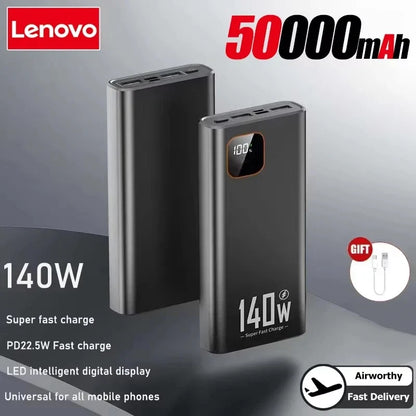 Lenovo 200000mAh 140W Super Fast Charging Power Bank Ultra Capacity Portable Charger New Arrival for iPhone Samsung