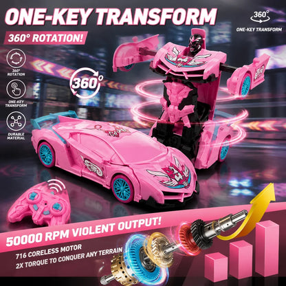 Unicorn RC Car for Girls 2.4GHz Remote Control Stunt Car with LED Lights 360° Rotation Racing Toy Kids Birthday Christmas Gift