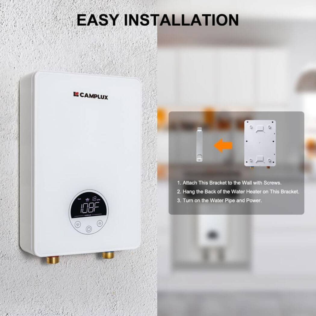 Camplux Electric Point of Use Tankless Water Heater, 6kW at 220~240V
