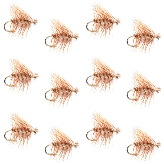Tan Elk Hair Caddis Classic Trout Dry Fly - 12 Flies Size 18