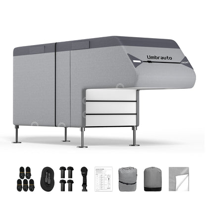 Umbrauto Truck Camper Cover 7-Layer Anti-Tear Top, RVs All Season Protection with Gutter Cover,Windproof Straps