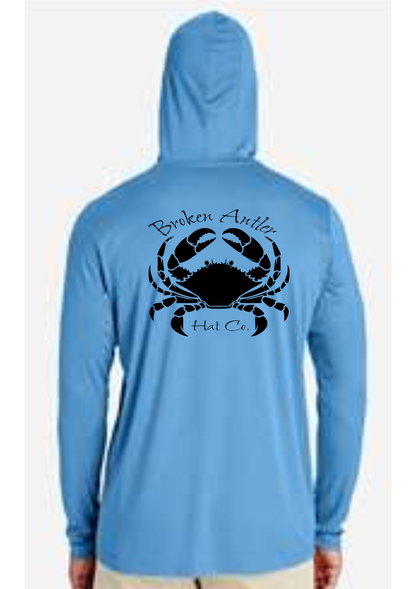 Broken Antler Hat Co.- Blue Crab Performance Hooded Fishing Shirt