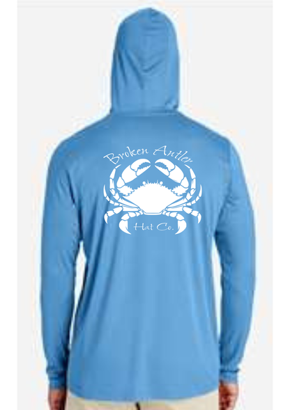 Broken Antler Hat Co.- Blue Crab Performance Hooded Fishing Shirt