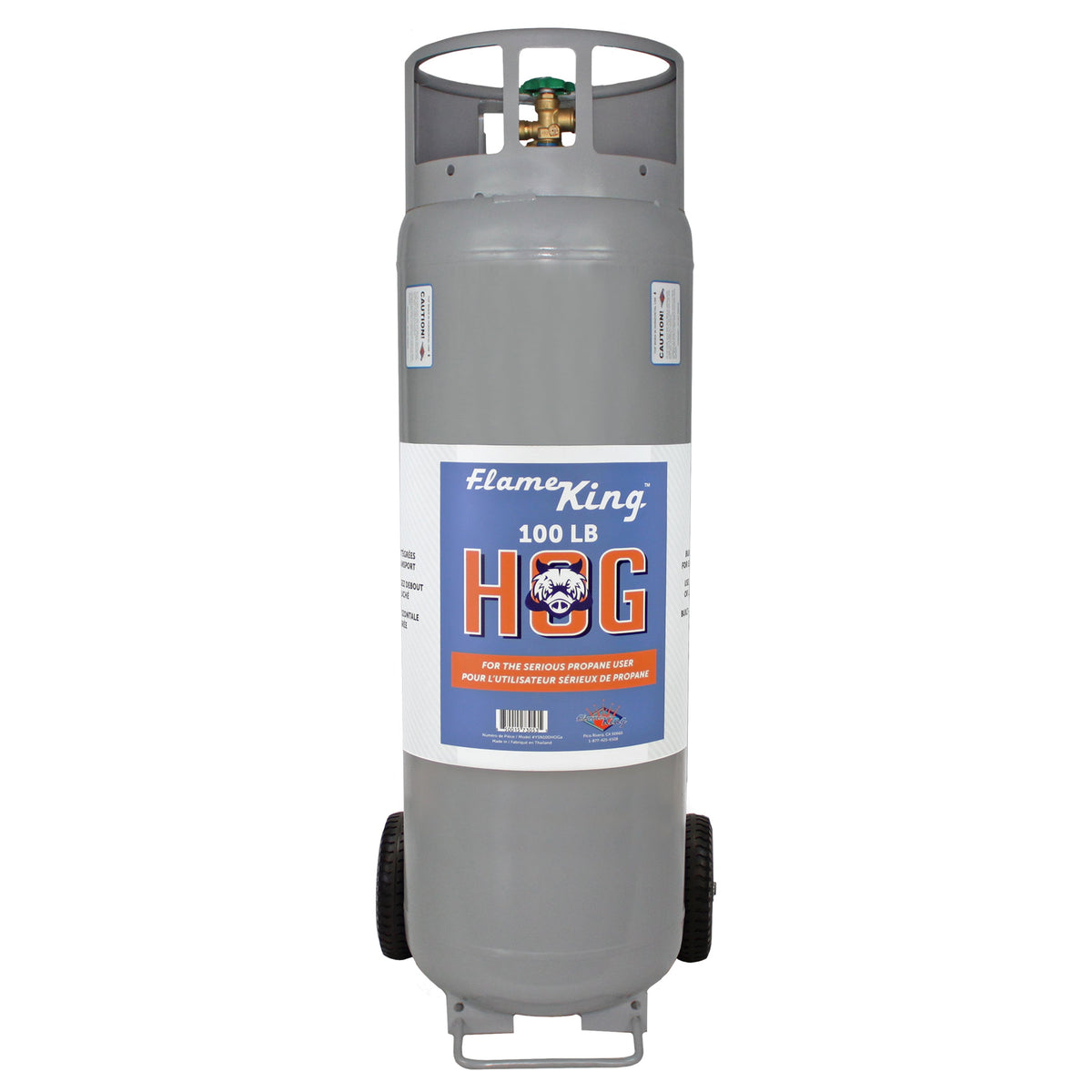 Flame King 100lb Empty Horizontal & Vertical Propane Cylinder with POL & Wheels