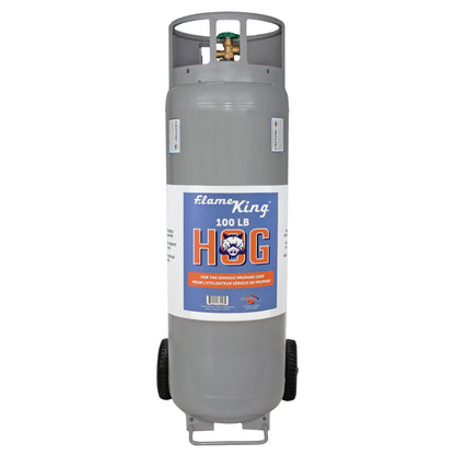 Flame King 100lb Empty Horizontal & Vertical Propane Cylinder with POL & Wheels