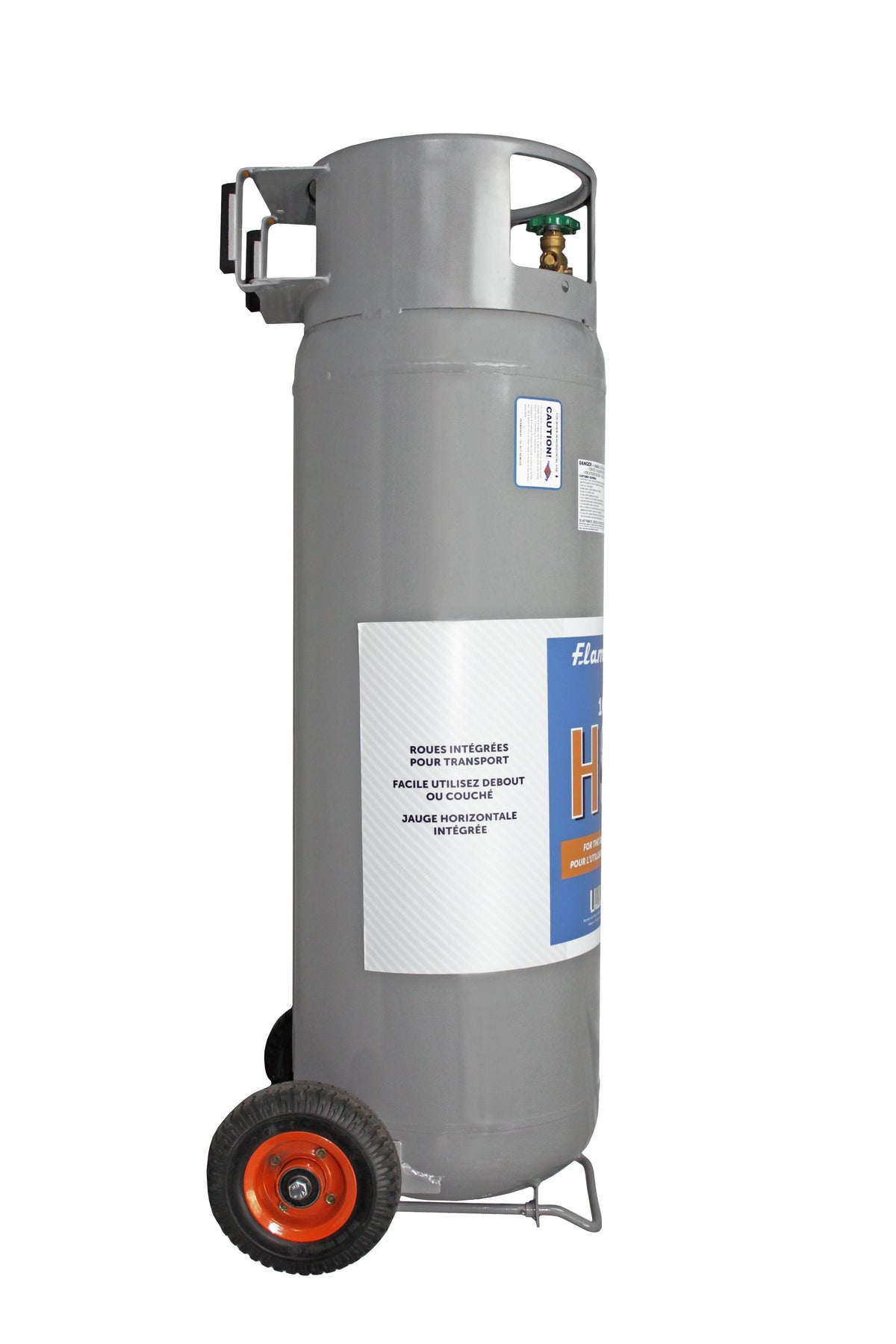 Flame King 100lb Empty Horizontal & Vertical Propane Cylinder with POL & Wheels