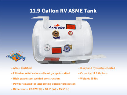Flame King 11.9 Gal ASME RV Trailer Propane Cylinder Tank