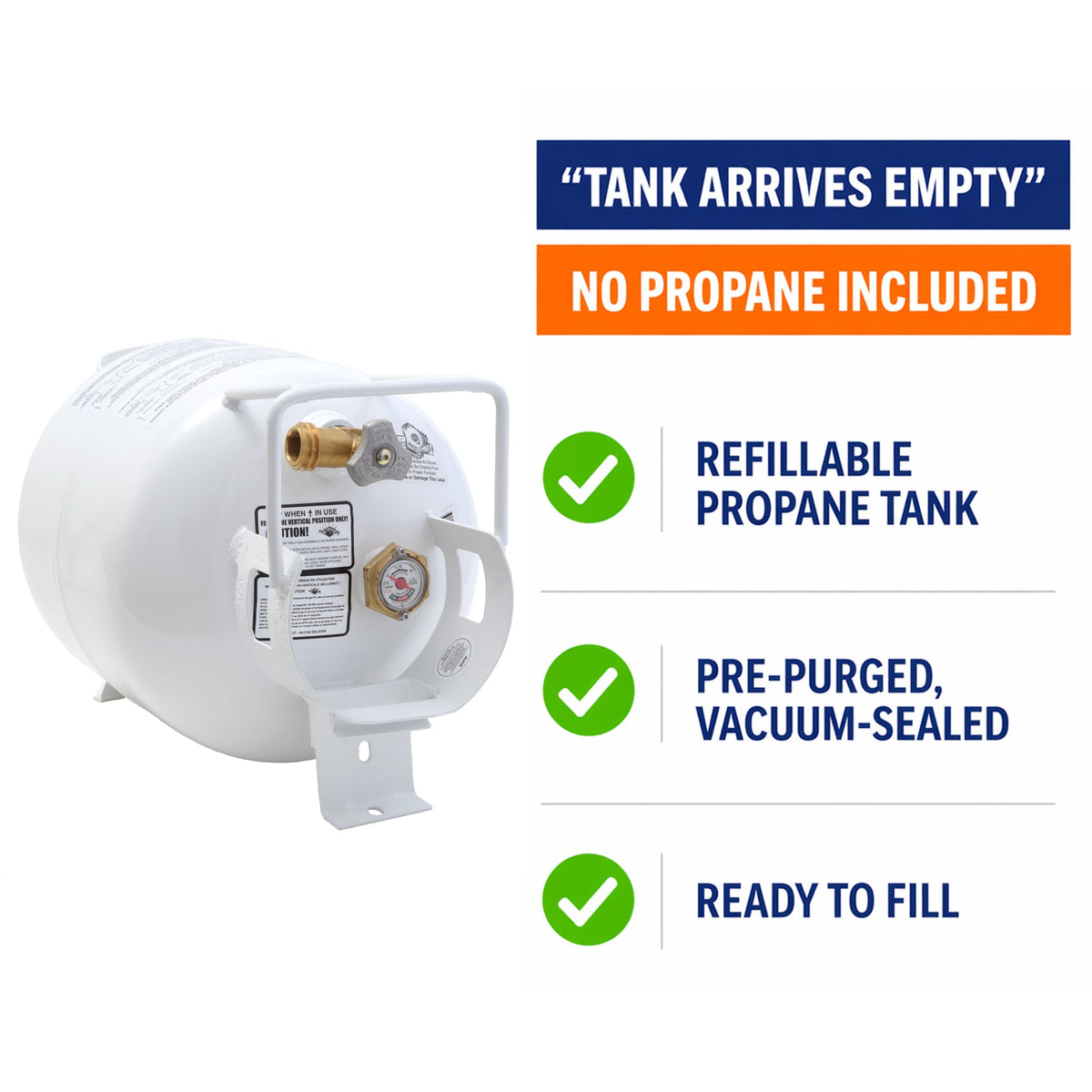 Flame King 20lb Horizontal Propane Cylinder Tank With Valve and Gauge Rv Trailer