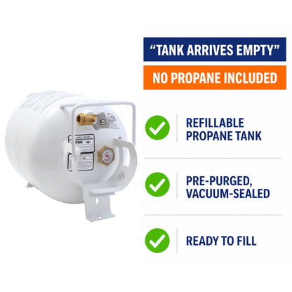 Flame King 20lb Horizontal Propane Cylinder Tank With Valve and Gauge Rv Trailer