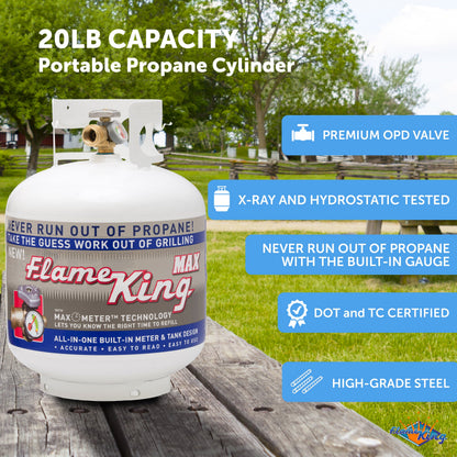Flame King 20lb Propane Tank LP Cylinder with OPD & Gauge