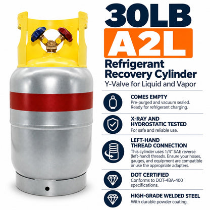 Flame King 30lb Refrigerant Recovery Cylinder Tank for A2L Refrigerants