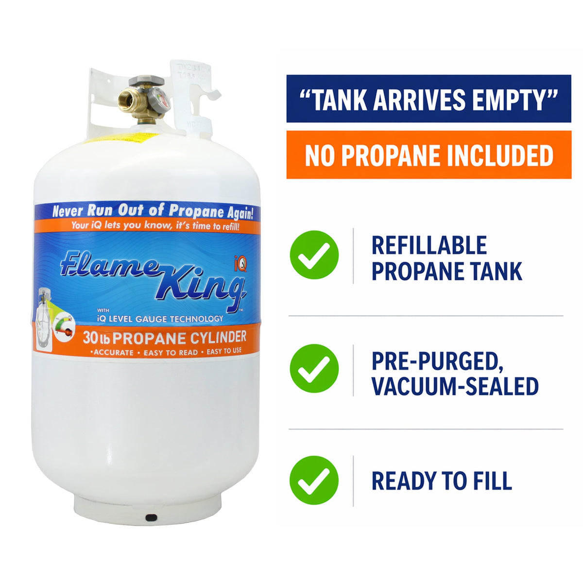 Flame King 30lb Propane Tank LP Cylinder with OPD & Gauge