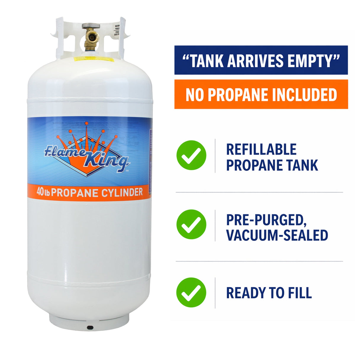 Flame King 40lb Propane Tank LP Cylinder with OPD