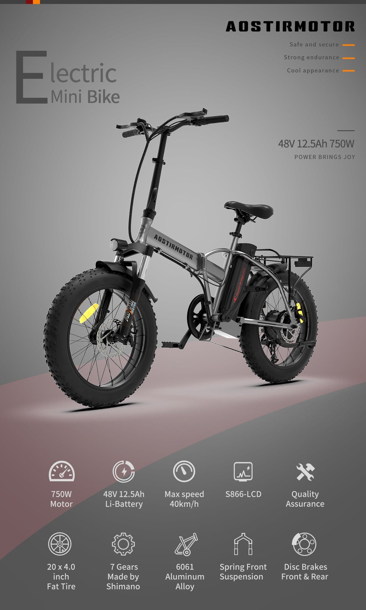 Foldable Electric Fat Tire Bike 20 Inch – Dual Disc Brakes with Fenders