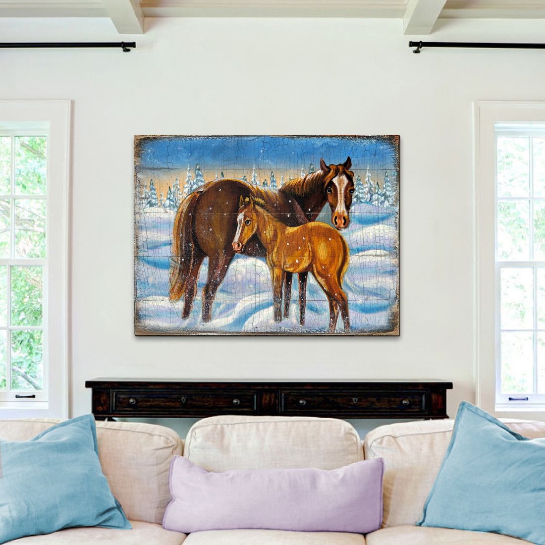 Horses Art Wooden Wall Art by Nature Wonders - Nature Wildlife Decor  - 95218B