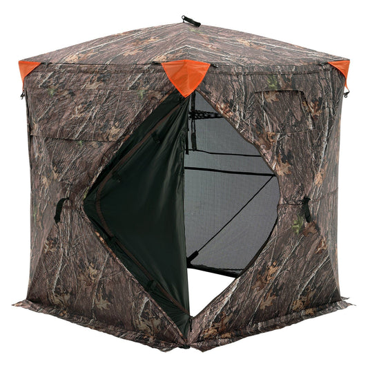 Hunting Blind, 270° See Through Ground Blind, 1-2 Person Pop Up Deer Blind for Hunting with Carrying Bag, Portable Resilient Hunting Tent, One-Way See-Through Mesh for Turkey and Deer Hunting