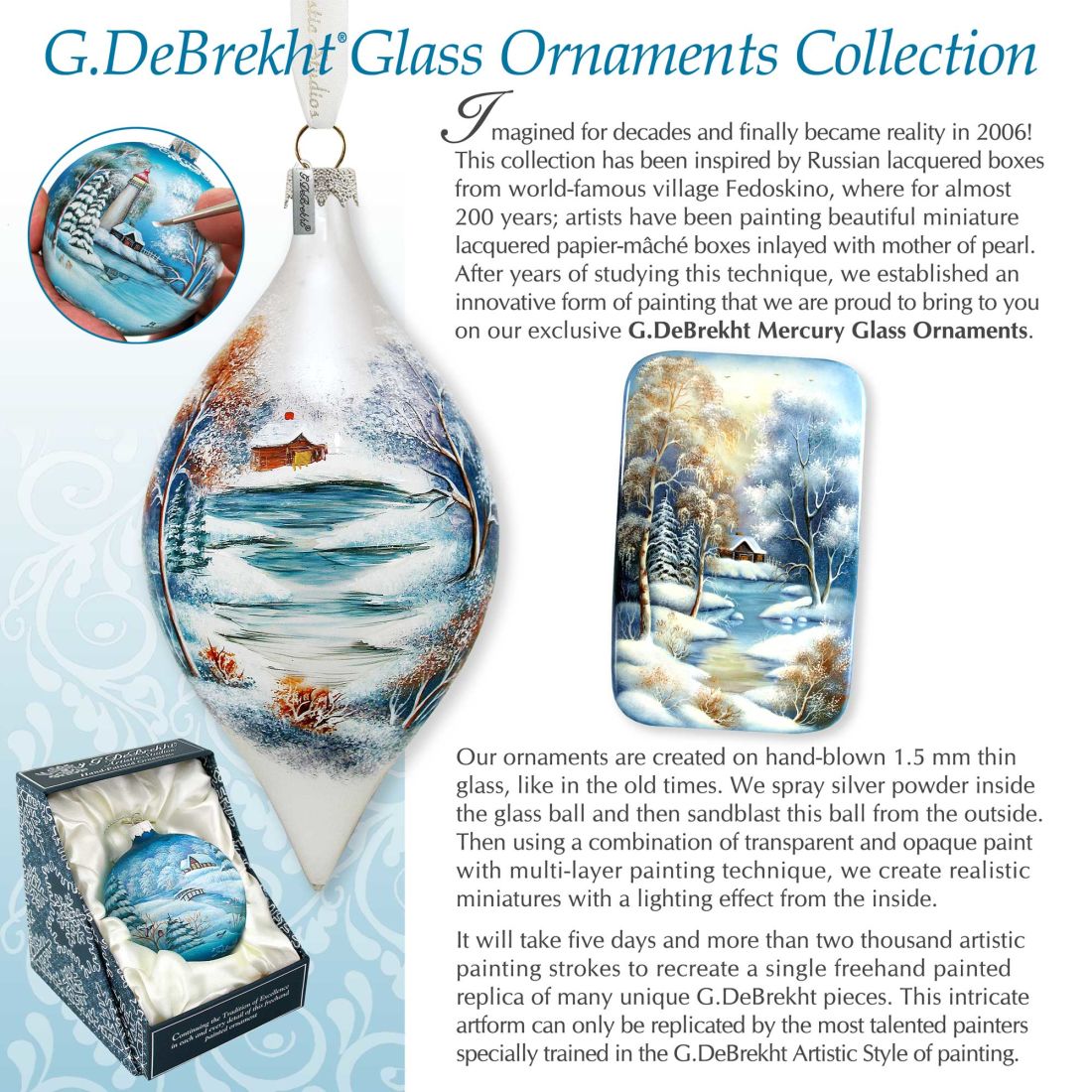 Starry Night Glass Ornament by D. Gelsinger - Christmas Santa Snowman Decor - 764-150-DG