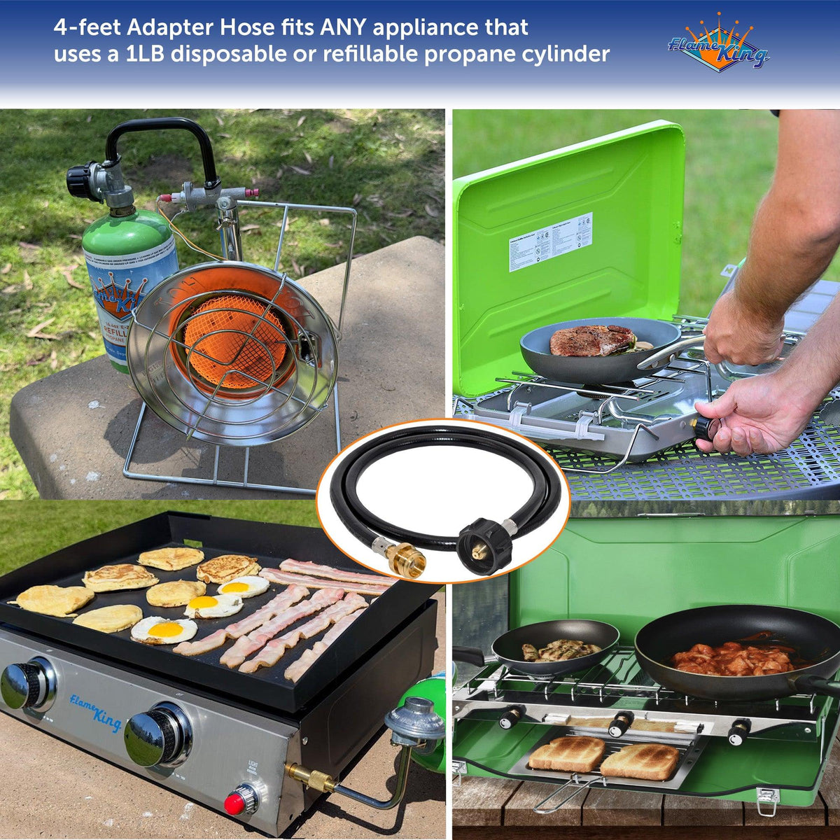 Flame King Propane Gas Hauler Kit 10lb Propane Tank, Adapter Hose and Insulated Protective Carry Case