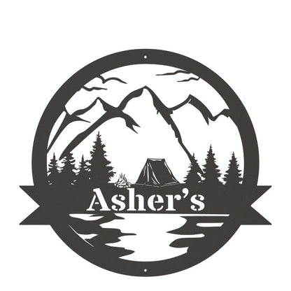 Outdoor Tent Sign - Personalized Metal Gift | Rustic Camping Trip Reminder