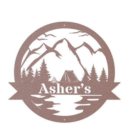 Outdoor Tent Sign - Personalized Metal Gift | Rustic Camping Trip Reminder