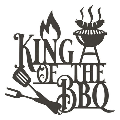 King of the BBQ Sign - Metal BBQ Wall Art | Outdoor Grilling Decor Gift