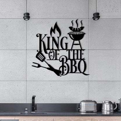 King of the BBQ Sign - Metal BBQ Wall Art | Outdoor Grilling Decor Gift