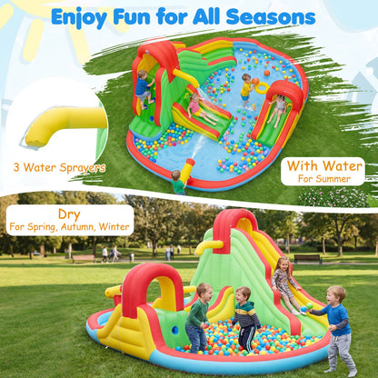 Inflatable Water Park with 3 Slides and Splash Pool